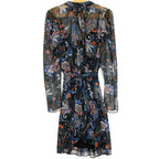 VERONICA BEARD Bolade Sheer Silk Paisley Mini Dress Black (MSRP $648)