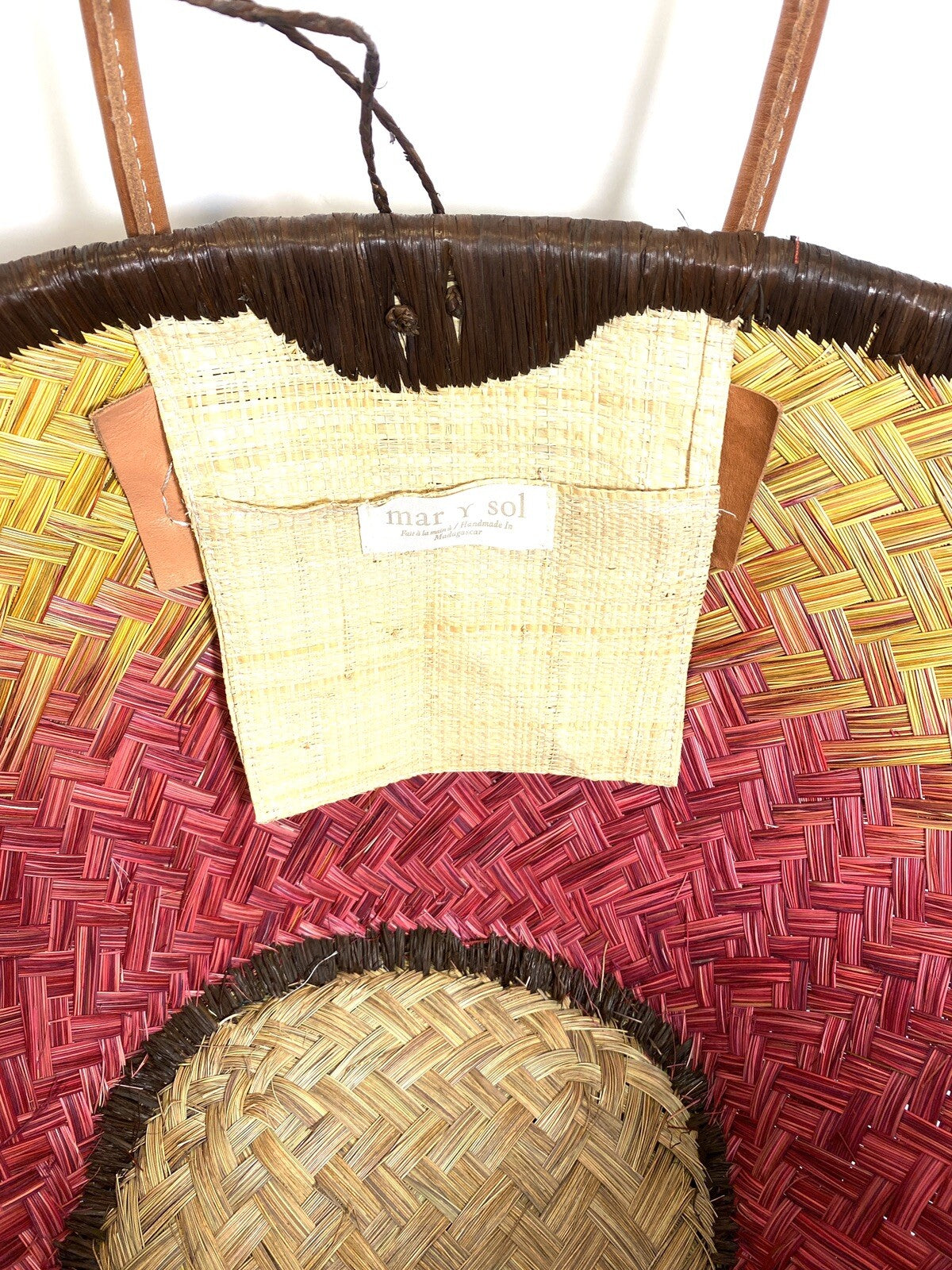 MAR Y SOL Nantucket Ombre Woven Straw Basket Tote Bag Pink (MSRP $145)