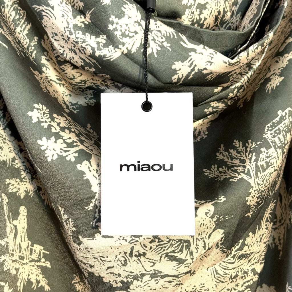 MIAOU Ginger Floral Print Satin Mini Slip Dress Moss Toile Green (MSRP $245)