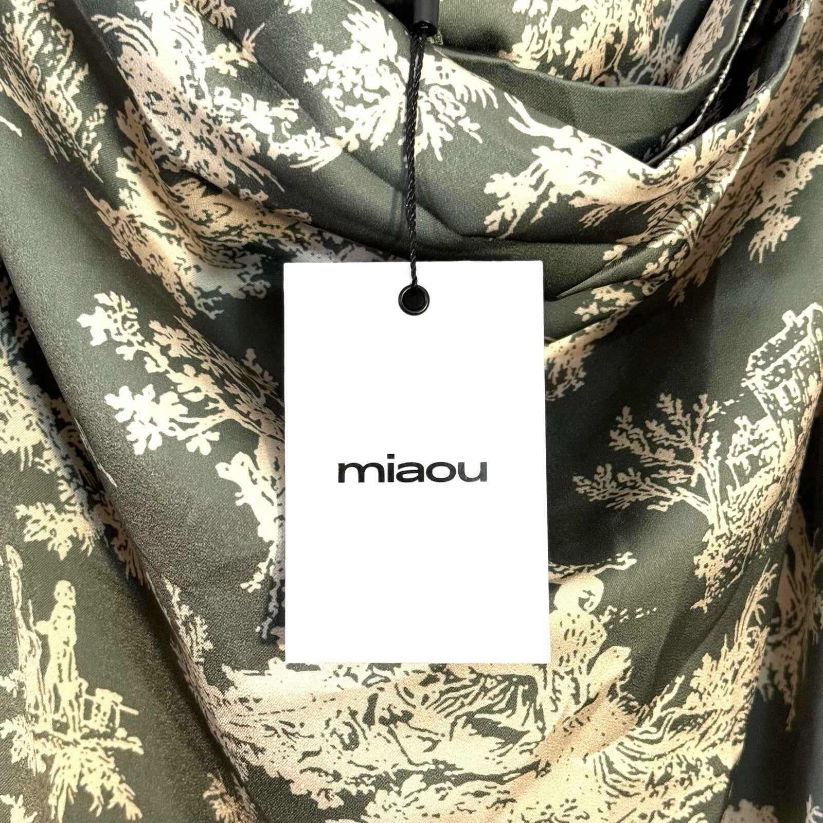 MIAOU Ginger Floral Print Satin Mini Slip Dress Moss Toile Green (MSRP $245)