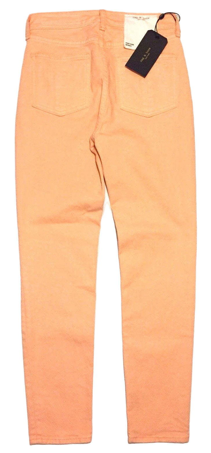 RAG & BONE Womens Stretch Denim High Rise Skinny Jeans Peach Pink (MSRP $195)