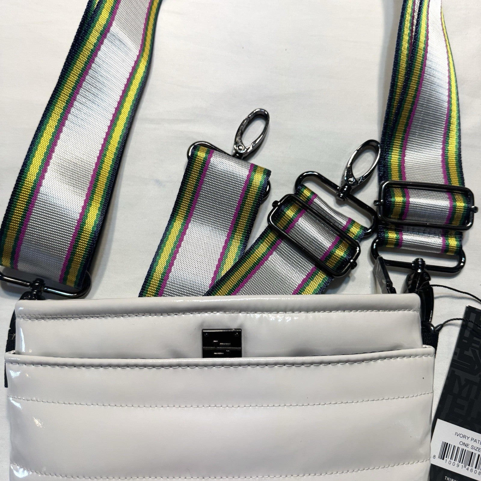 THINK ROYLN Bum Bag Shoulder Crossbody Patent Ivory White (MSRP $98)