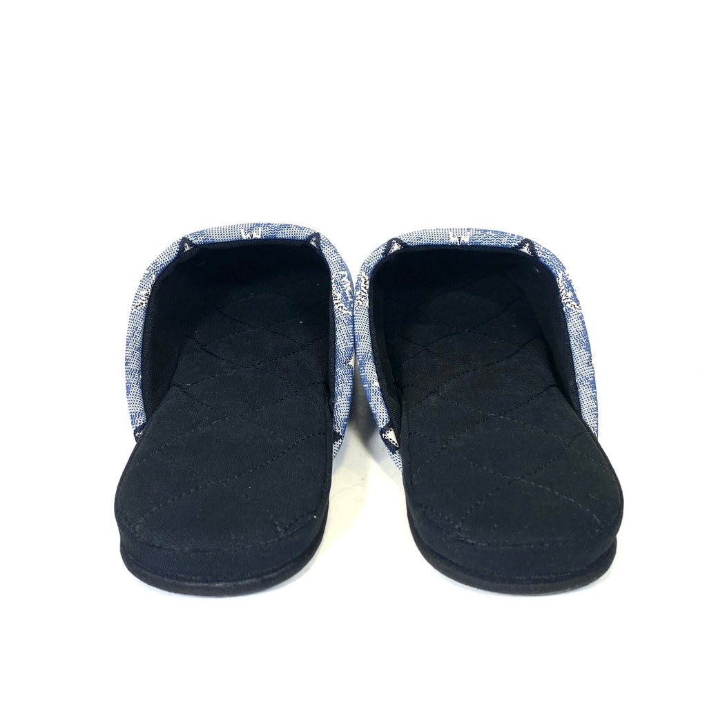 MCM Unisex Visetos Logo Canvas Room Slippers Vintage Blue S/M (MSRP $280)