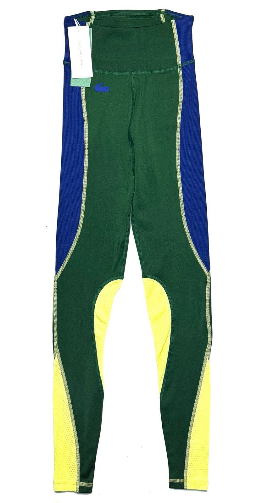 LACOSTE Sport Womens Tight Fit Croc Color Block Leggings Green XS (MSRP $120)
