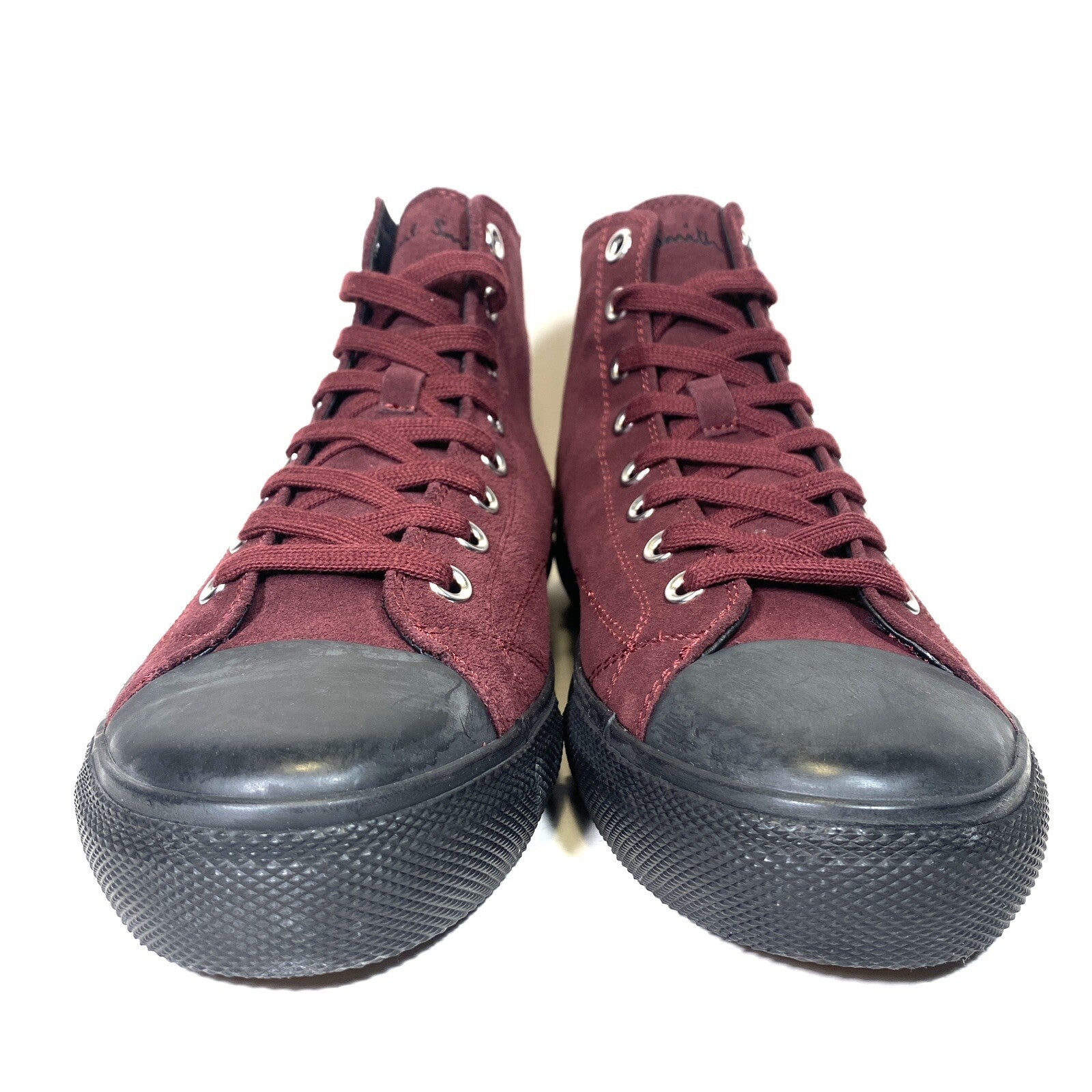 PAUL SMITH Mens Carver Suede Leather High Top Sneakers Bordeaux 7 (MSRP $325)
