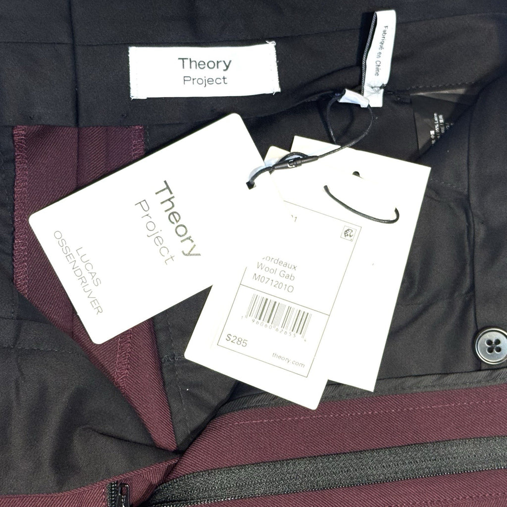 THEORY PROJECT Lucas Ossendrijver Mens MP01 Pleated Pants Bordeaux (MSRP $285)