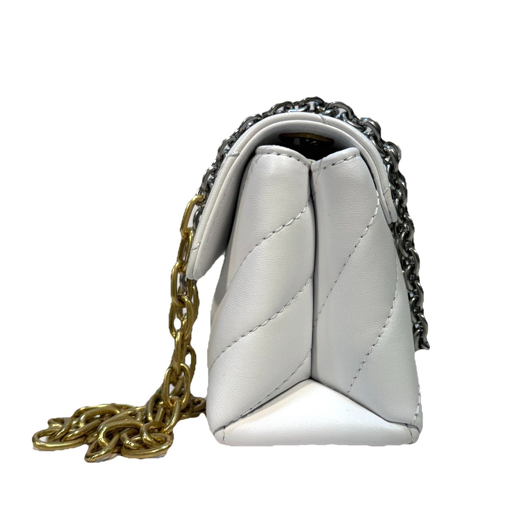 OFF-WHITE Jackhammer 17 Logo Leather Flap Shoulder Bag White (MSRP $1,250)