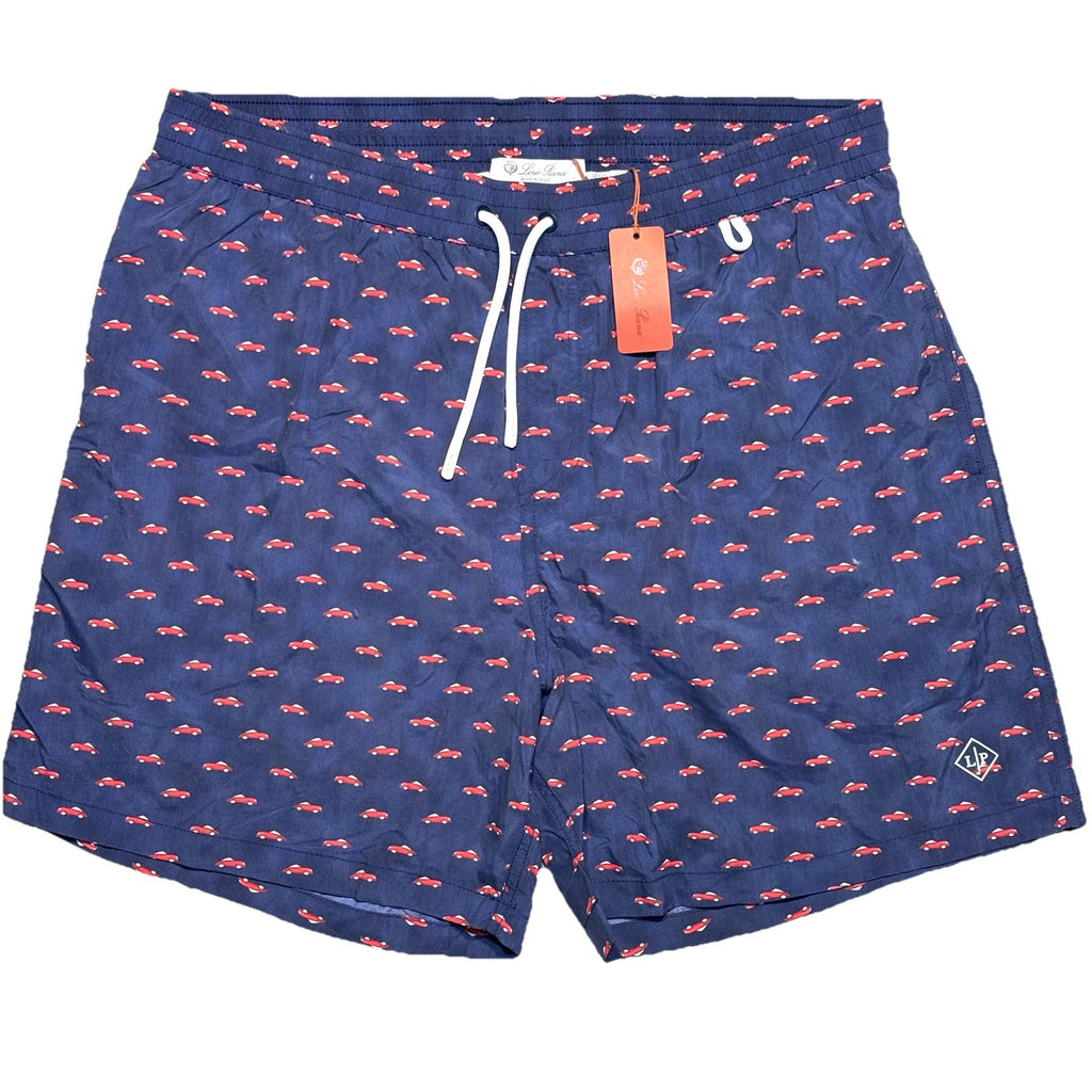 LORO PIANA Mens Bay Cars Print Swim Trunks Shorts Blue (MSRP $580)