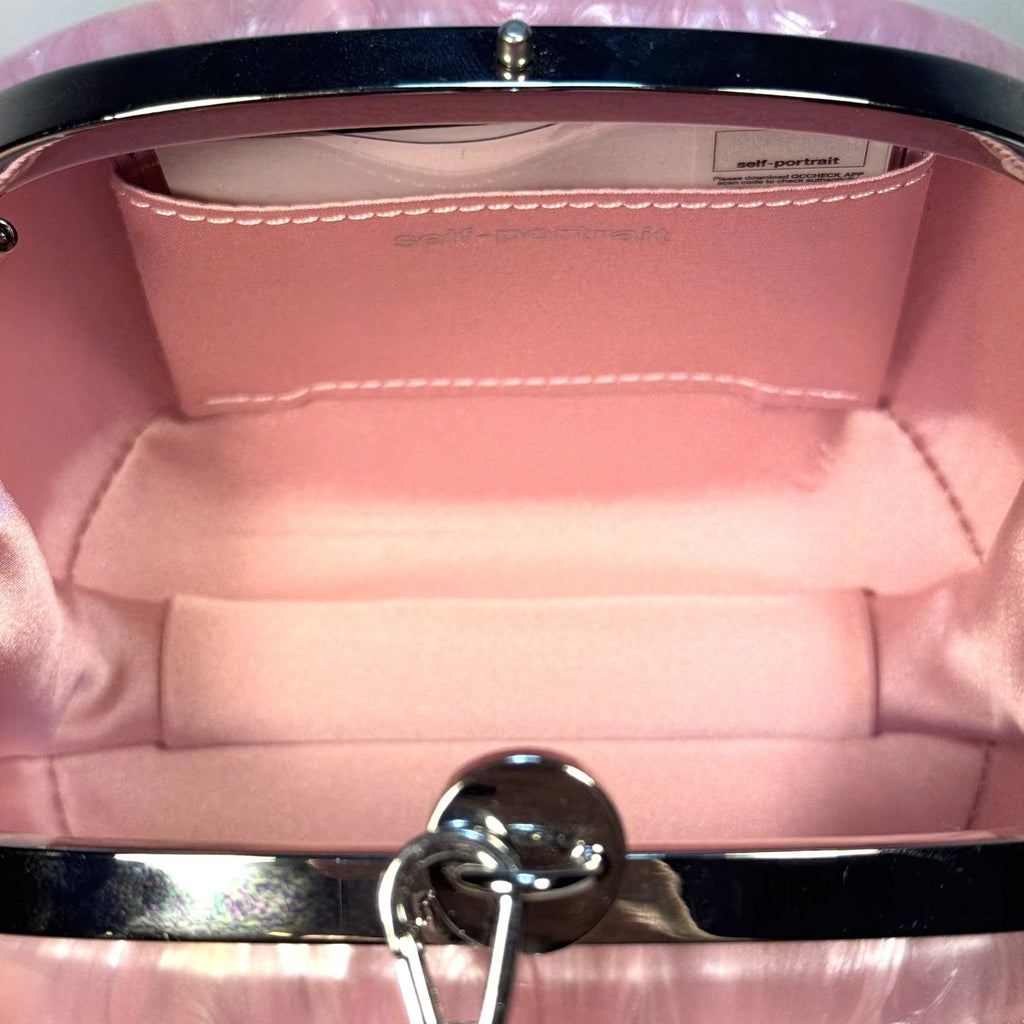 SELF-PORTRAIT Womens Pearl Top Handle Shoulder Chain Clutch Bag Pink (MSRP $585)