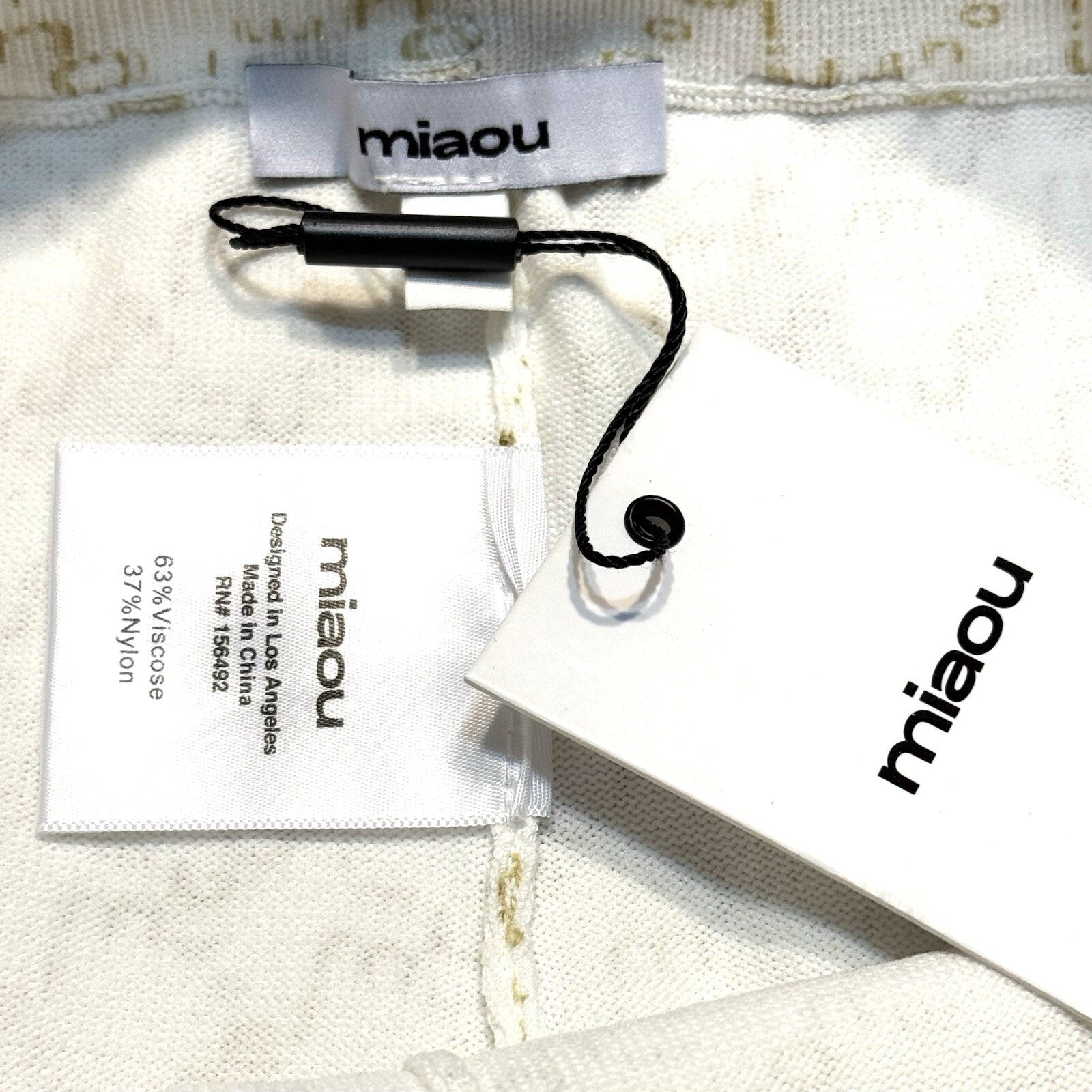 MIAOU Womens Logo Check Harley Capri Short Leggings Oat Milk Ivory (MSRP $120)
