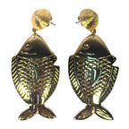 REBECCA DE RAVENEL Caspia Fish Electroplated Gold Post Back Earrings (MSRP $275)