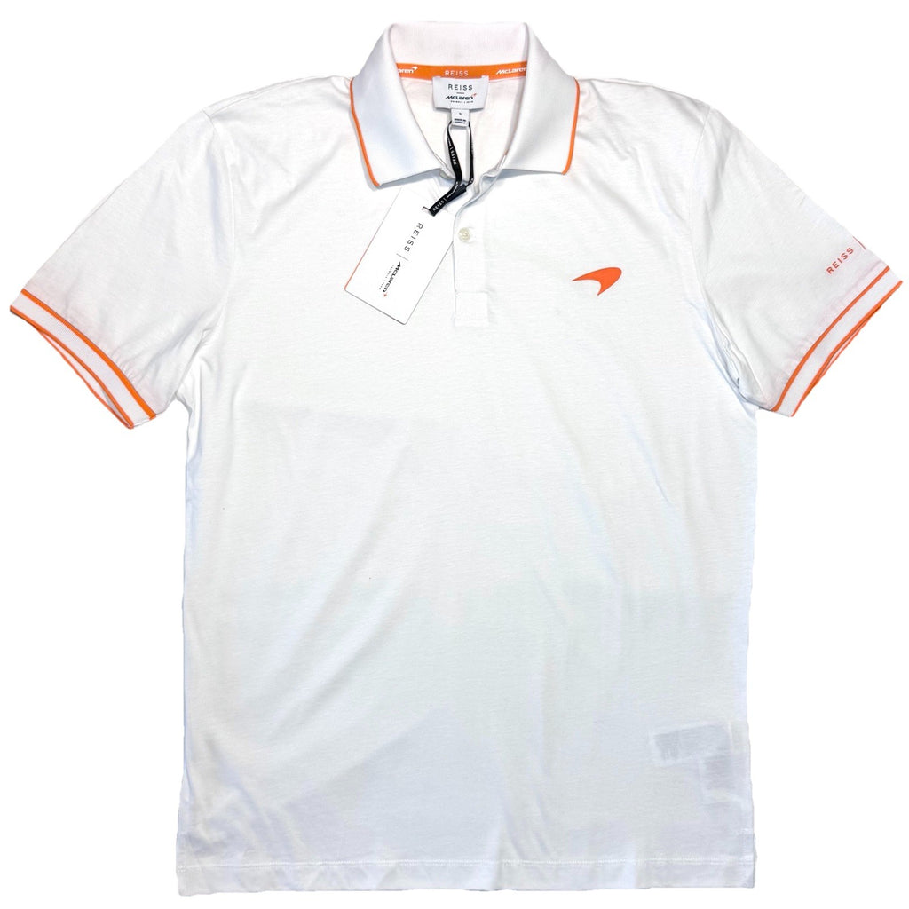 REISS x McLaren Mens Crypto Formula 1 Logo Uniform Polo Shirt White (MSRP $160)