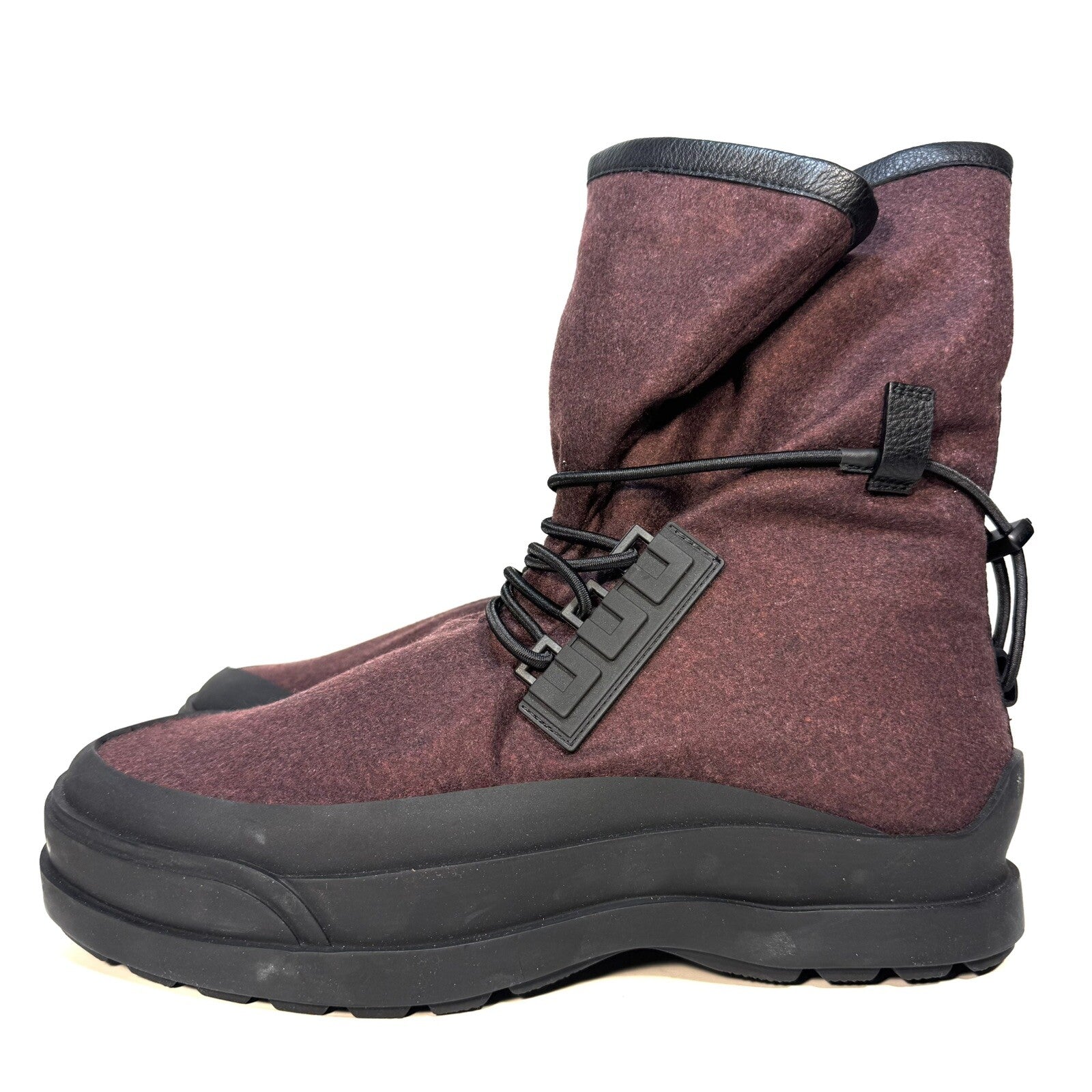 ZEGNA Mens Runway Wool Cinched Winter Boots Maroon Red 9 (MSRP $2,195)