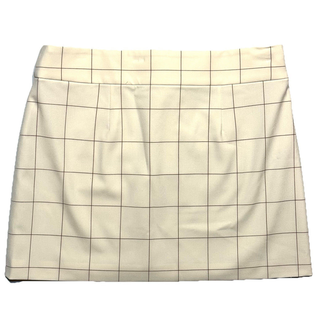VERONICA BEARD Womens Elara Check Mini Skirt Ecru Deep Ochre White (MSRP $348)