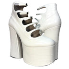 MARC JACOBS The Kiki Ankle Platform Croc Embossed Boots White (MSRP $550)