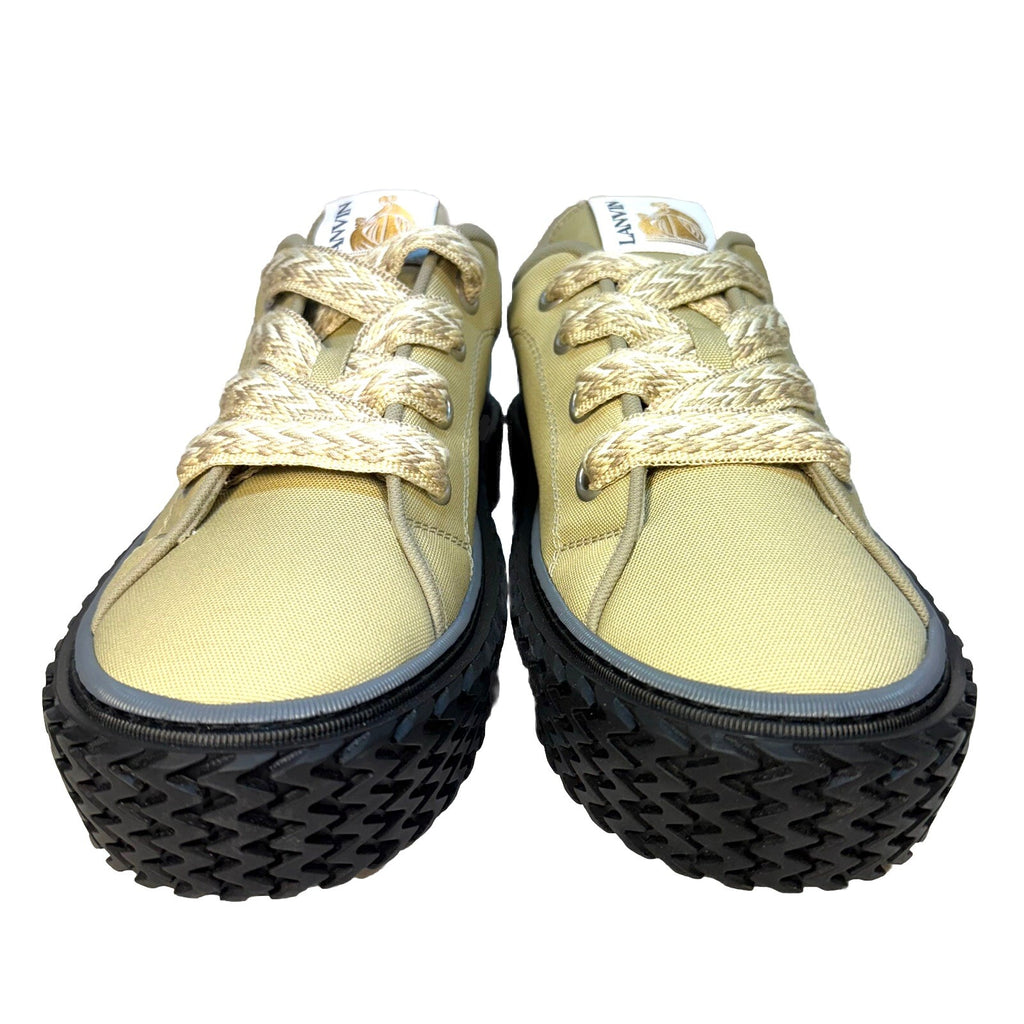 LANVIN Mens Curbies Low Top Canvas Suede Sneaker Beige (MSRP $590)