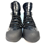 BALLY Mens Clyff Lamb Fur Lined Croc Embossed Leather Boots Black (MSRP $1,100)