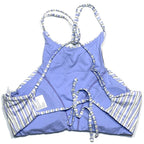 PRANA Womens Onyx Bay Bikini Swim Top Morning Glory Lines Stripe Blue (MSRP $65)