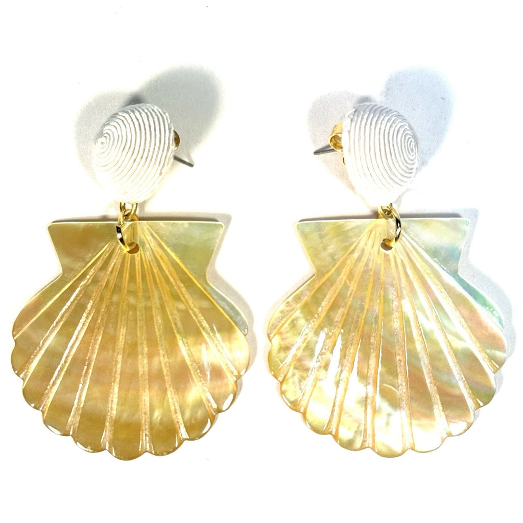 REBECCA DE RAVENEL Ariel Mother Of Pearl Shell Post Back Earrings (MSRP $250)