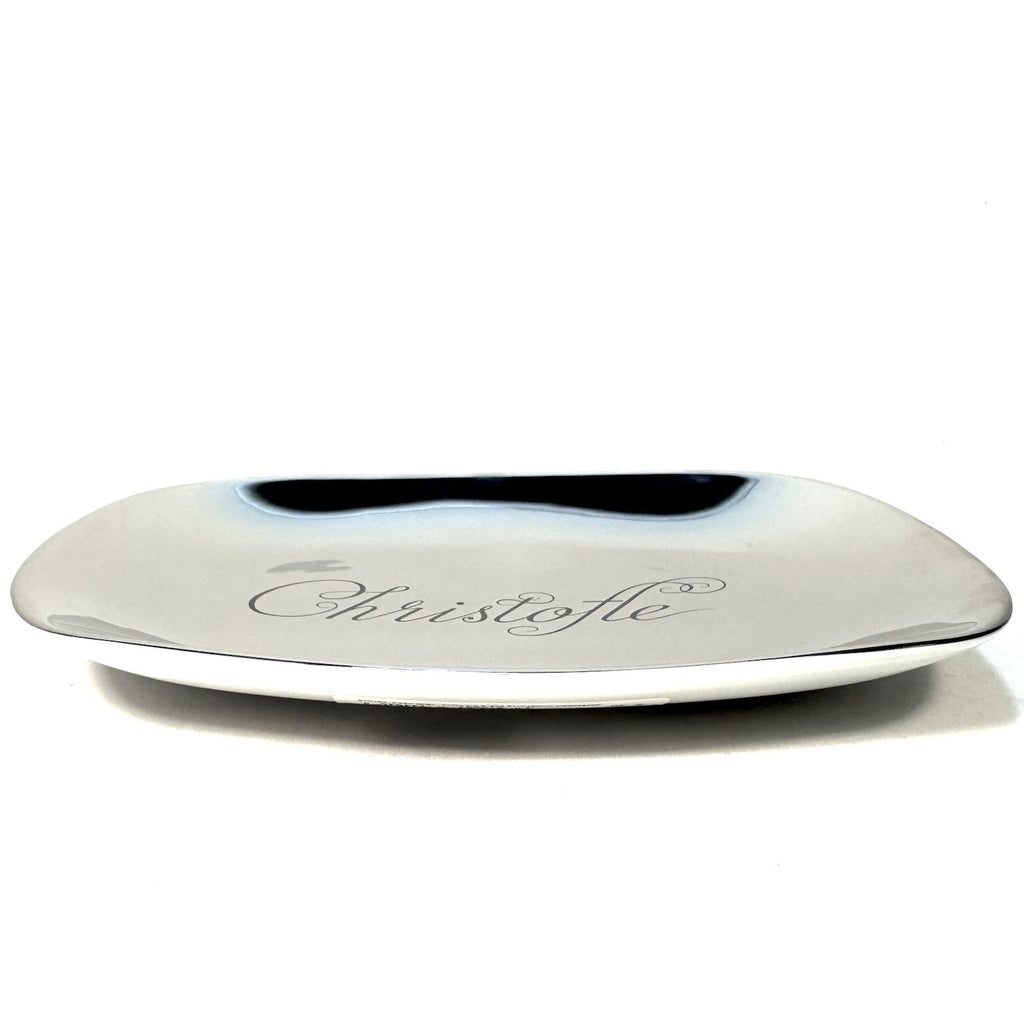 CHRISTOFLE Silver Plated Chri-Chri Porcelain Vide Poche Trinket Tray (MSRP $200)