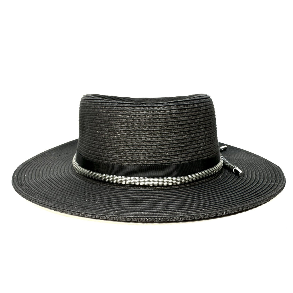 RAG & BONE Womens Somer Woven Straw Hat Black (MSRP $225)
