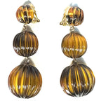 REBECCA DE RAVENEL Classic 3 Drop Ribbed Tortoise Clip Back Earrings (MSRP $250)