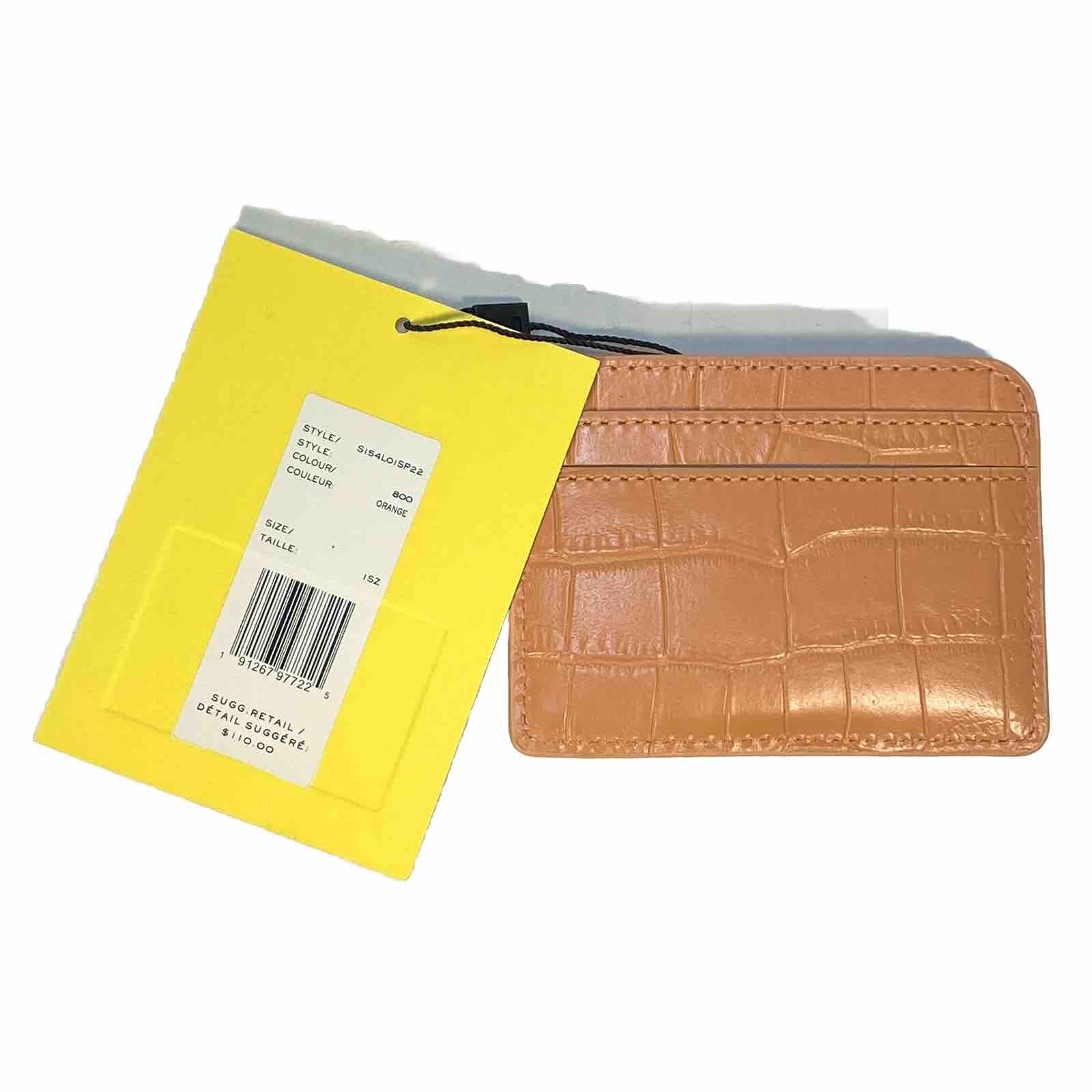 MARC JACOBS J Logo Snapshot Croc Embossed Card Case Wallet Orange (MSRP $110)