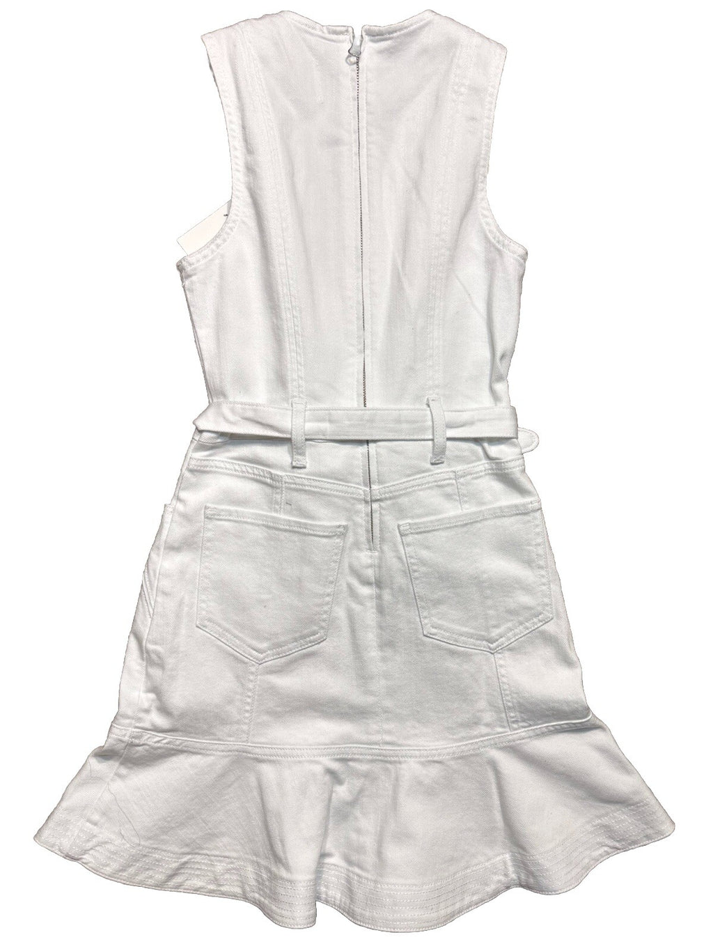 7 FOR ALL MANKIND Denim Jean Sleeveless Belted Mini Dress White XS (MSRP $258)
