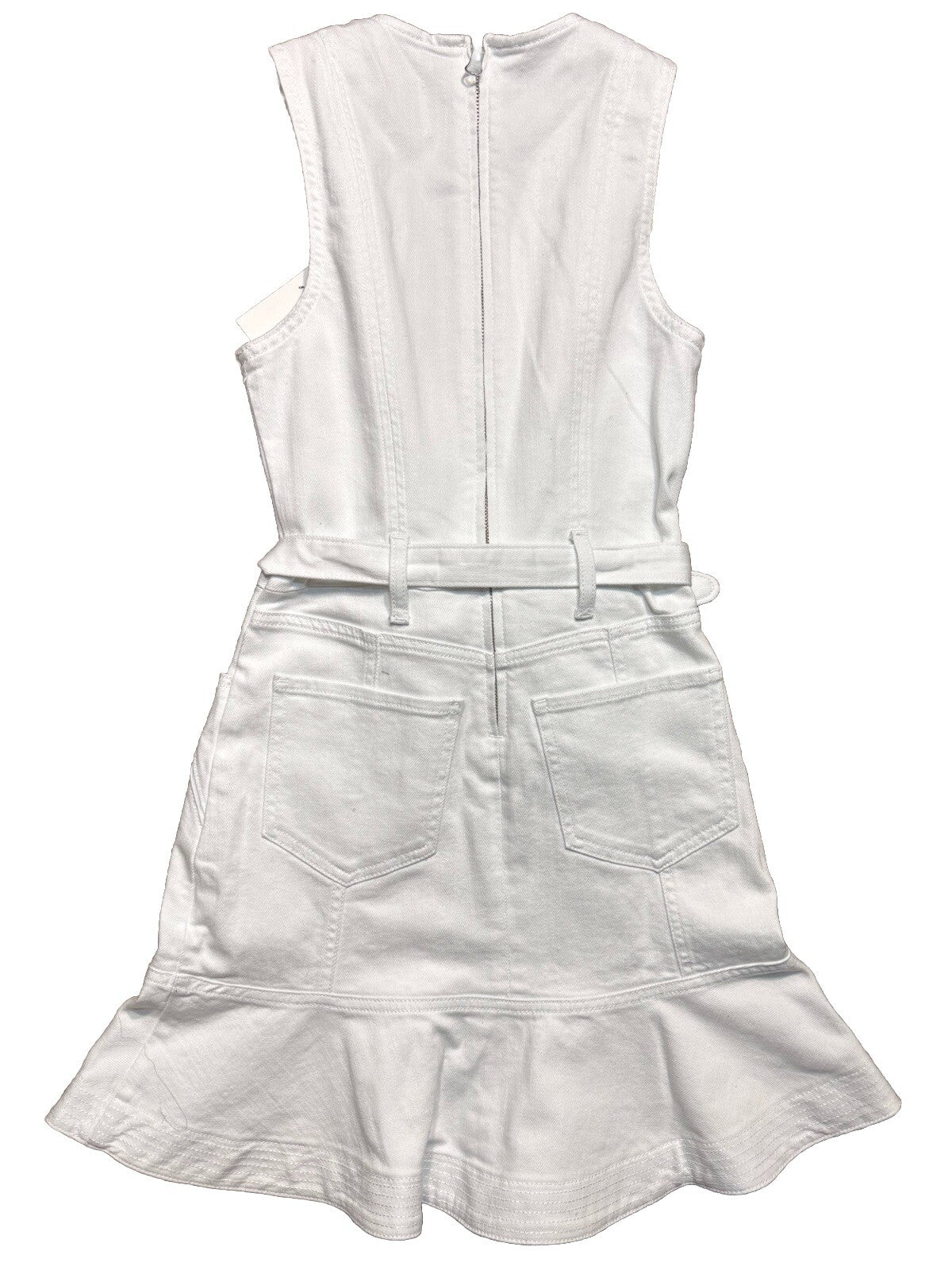 7 FOR ALL MANKIND Denim Jean Sleeveless Belted Mini Dress White XS (MSRP $258)