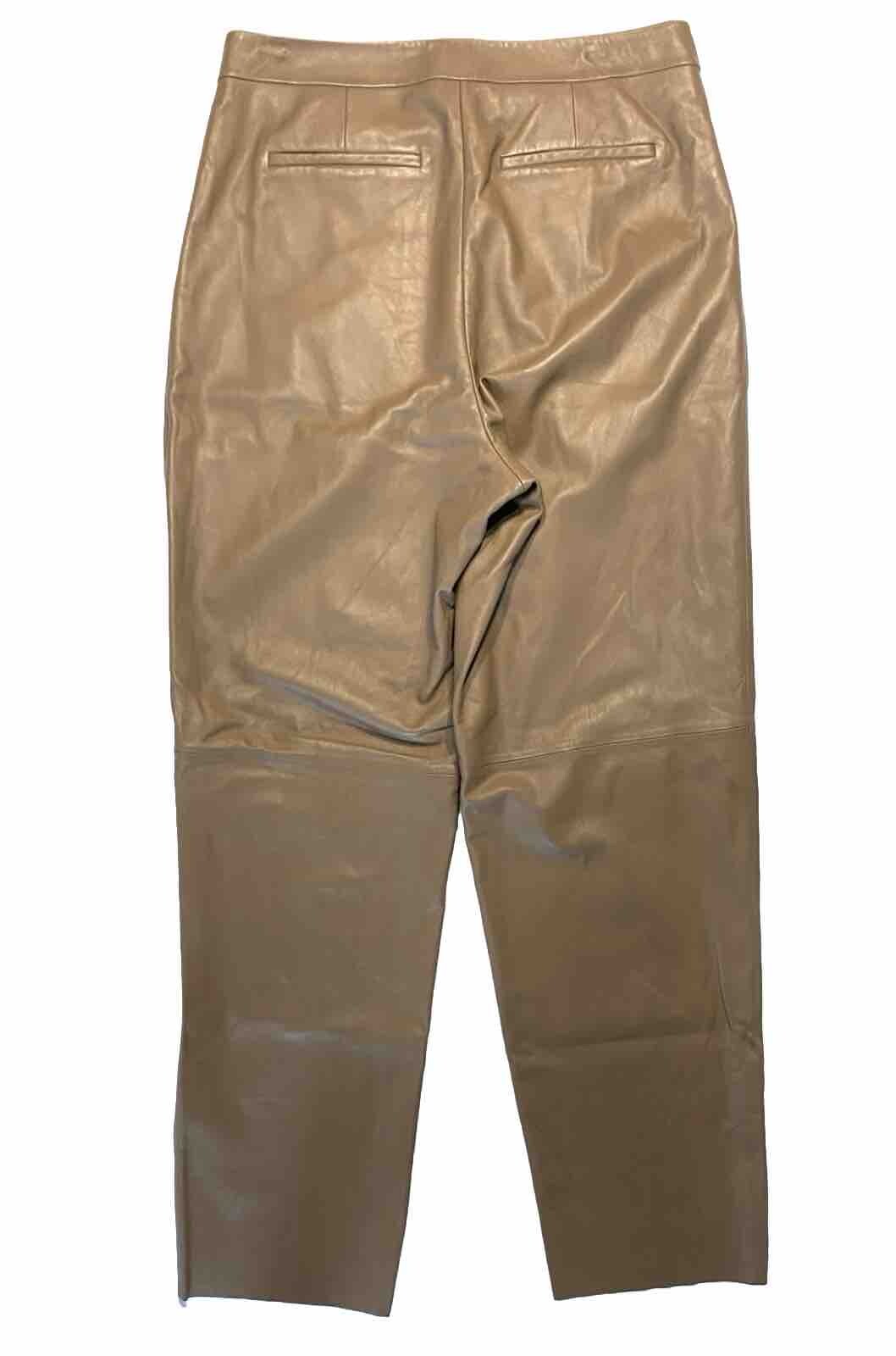 HUGO BOSS Runway Edition Womens Leather Wide Leg Pants Brown 12 (MSRP $895)
