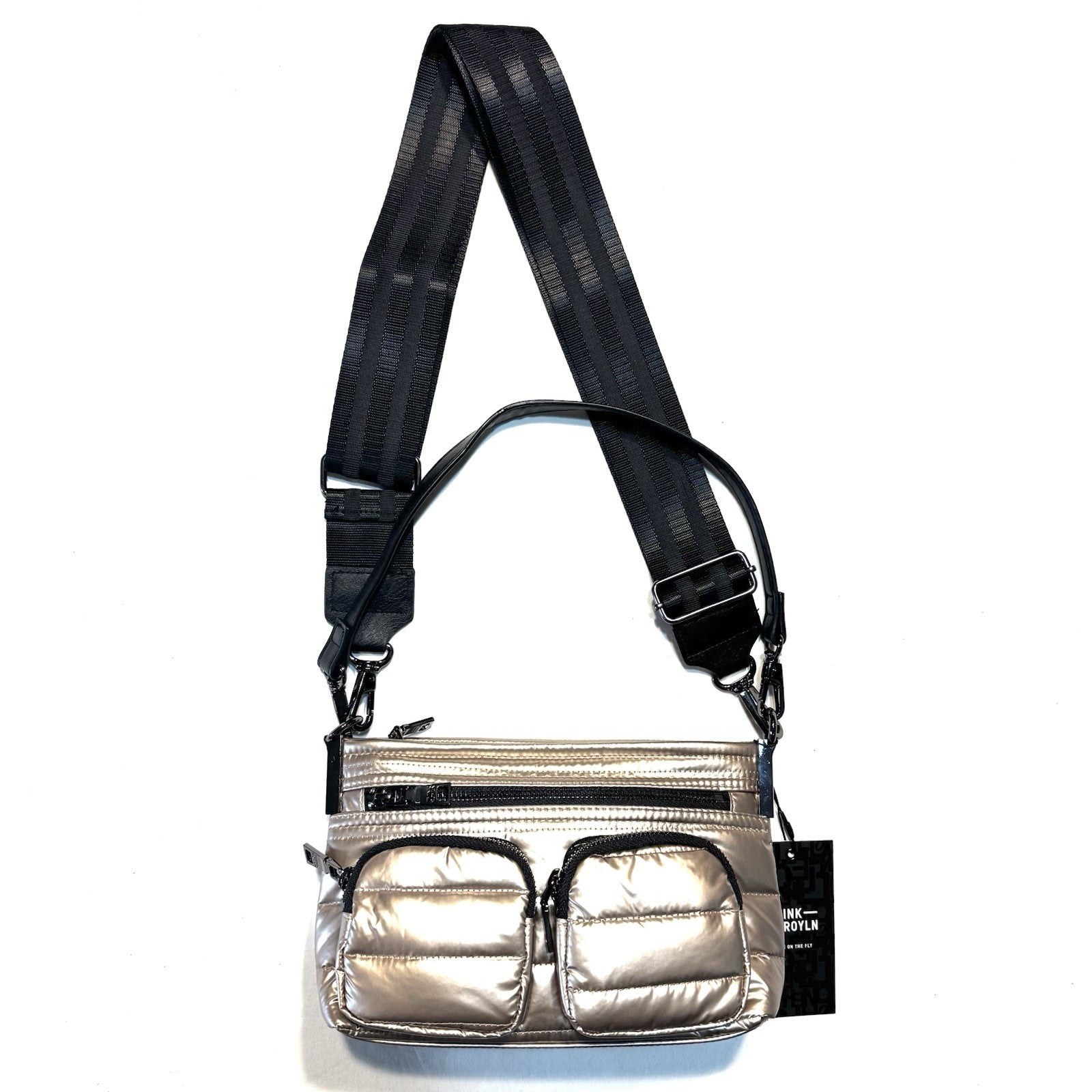 THINK ROYLN Double Trouble Crossbody Shoulder Bag Pearl Cashmere Gold -MSRP $188