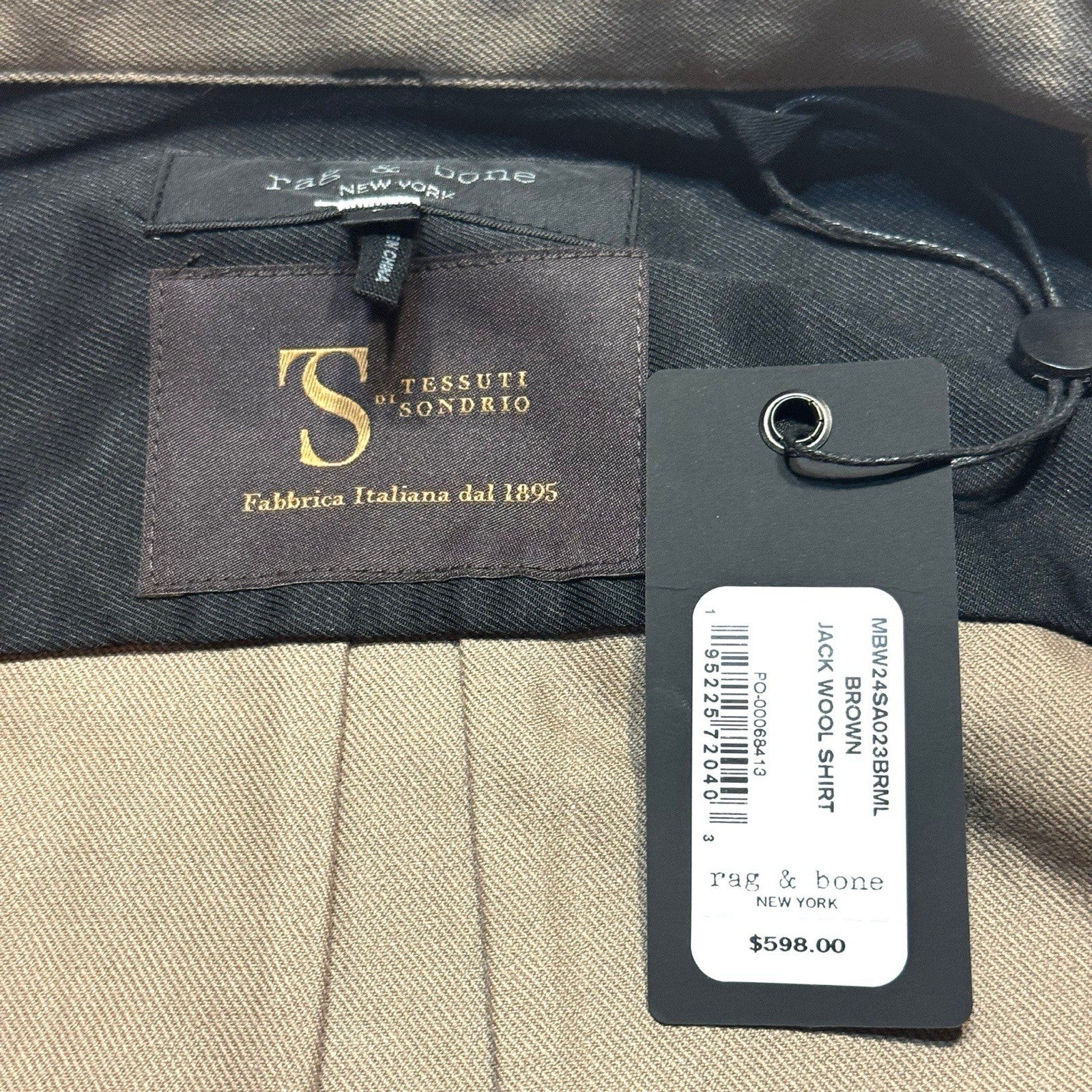 RAG & BONE Mens Tessuti di Sondrio Wool Jack Shirt Jacket Brown (MSRP $598)