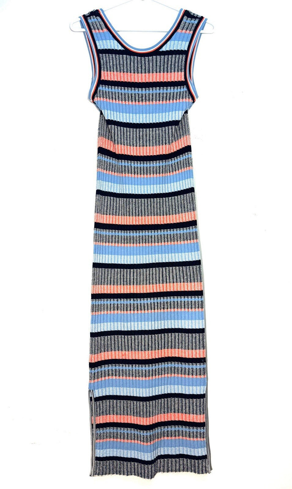 VERONICA BEARD Fabiana Stripe Knit Sleeveless Sweater Dress Blue (MSRP $448)