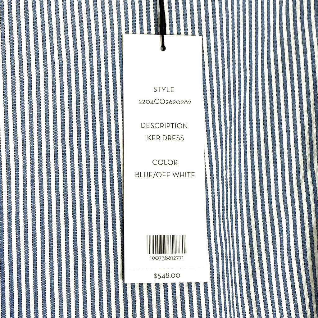 VERONICA BEARD Iker Seersucker Stripe Cutout Dress Blue (MSRP $548)