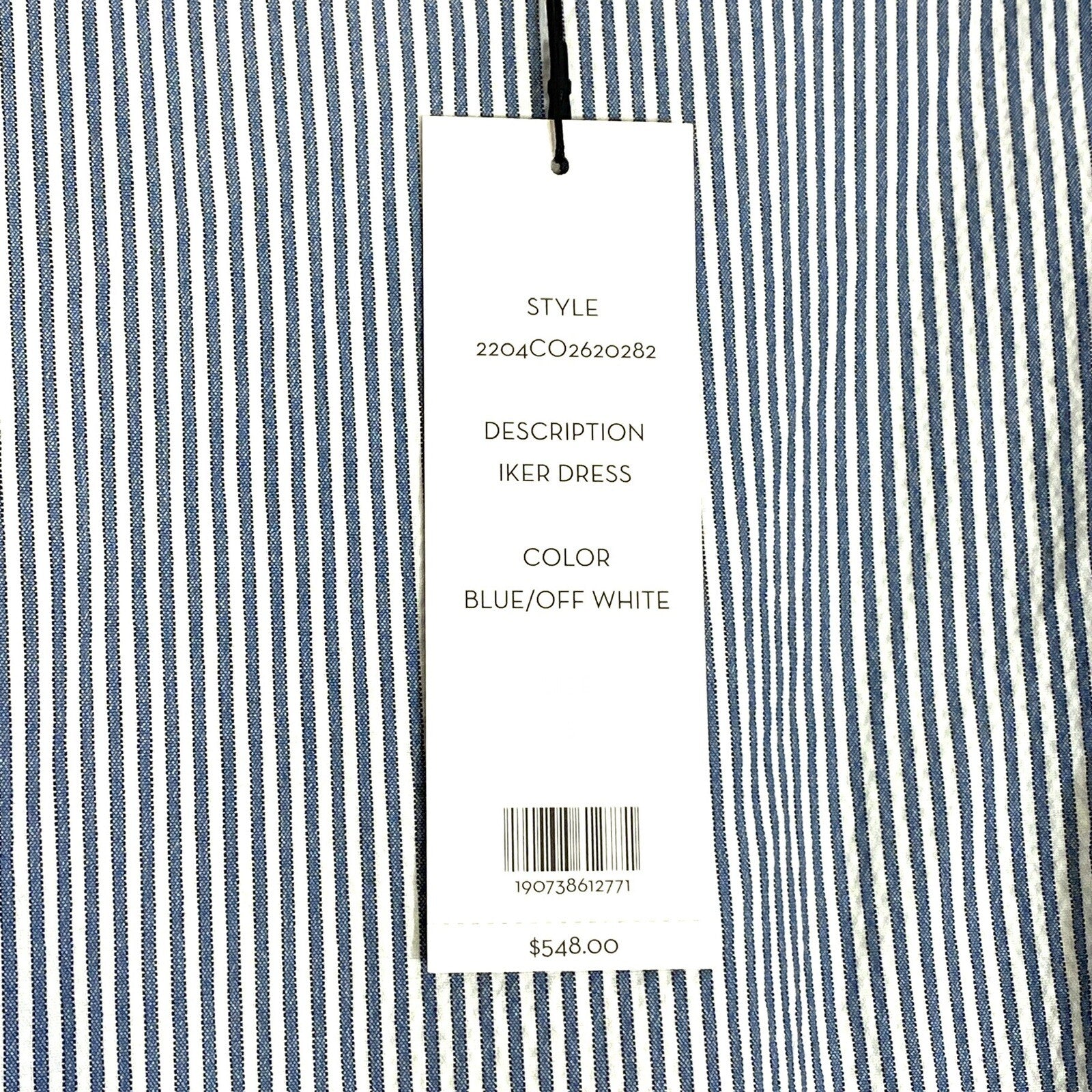VERONICA BEARD Iker Seersucker Stripe Cutout Dress Blue (MSRP $548)