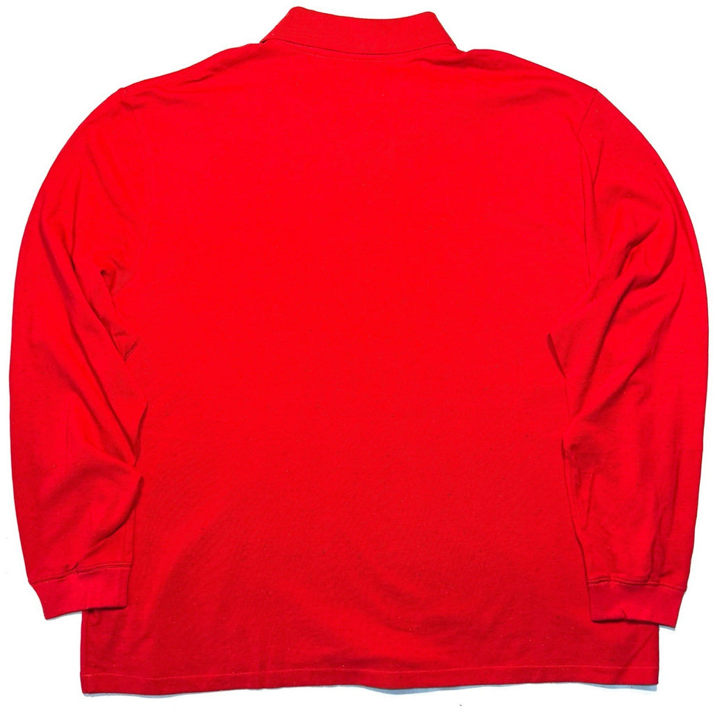 LACOSTE Mens Big Tall Speckled Logo Long Sleeve Polo Shirt Red 4XL (MSRP $125)