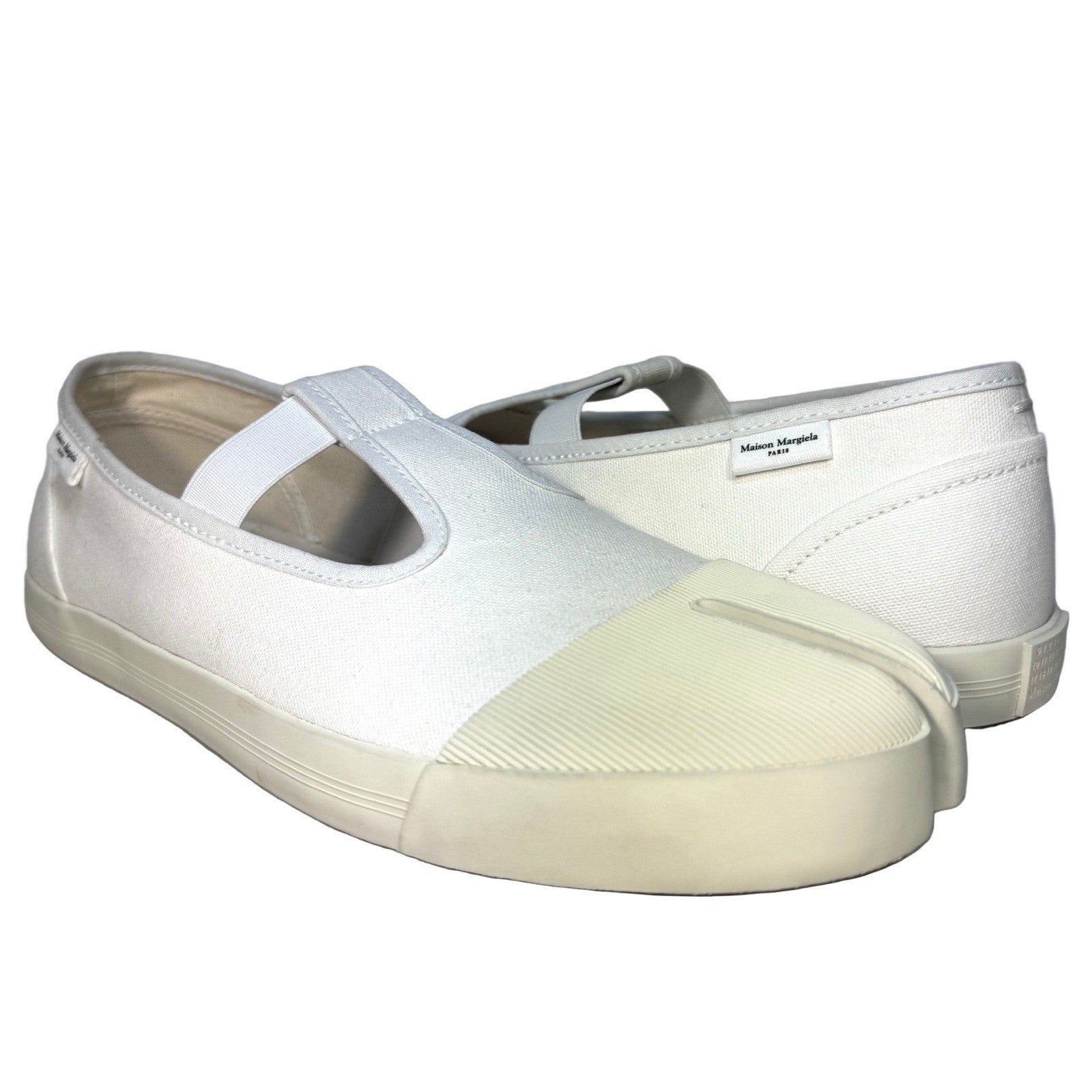 MAISON MARGIELA Mens Tabi On Deck Canvas Mary Jane Sneakers White 43 (MSRP $650)