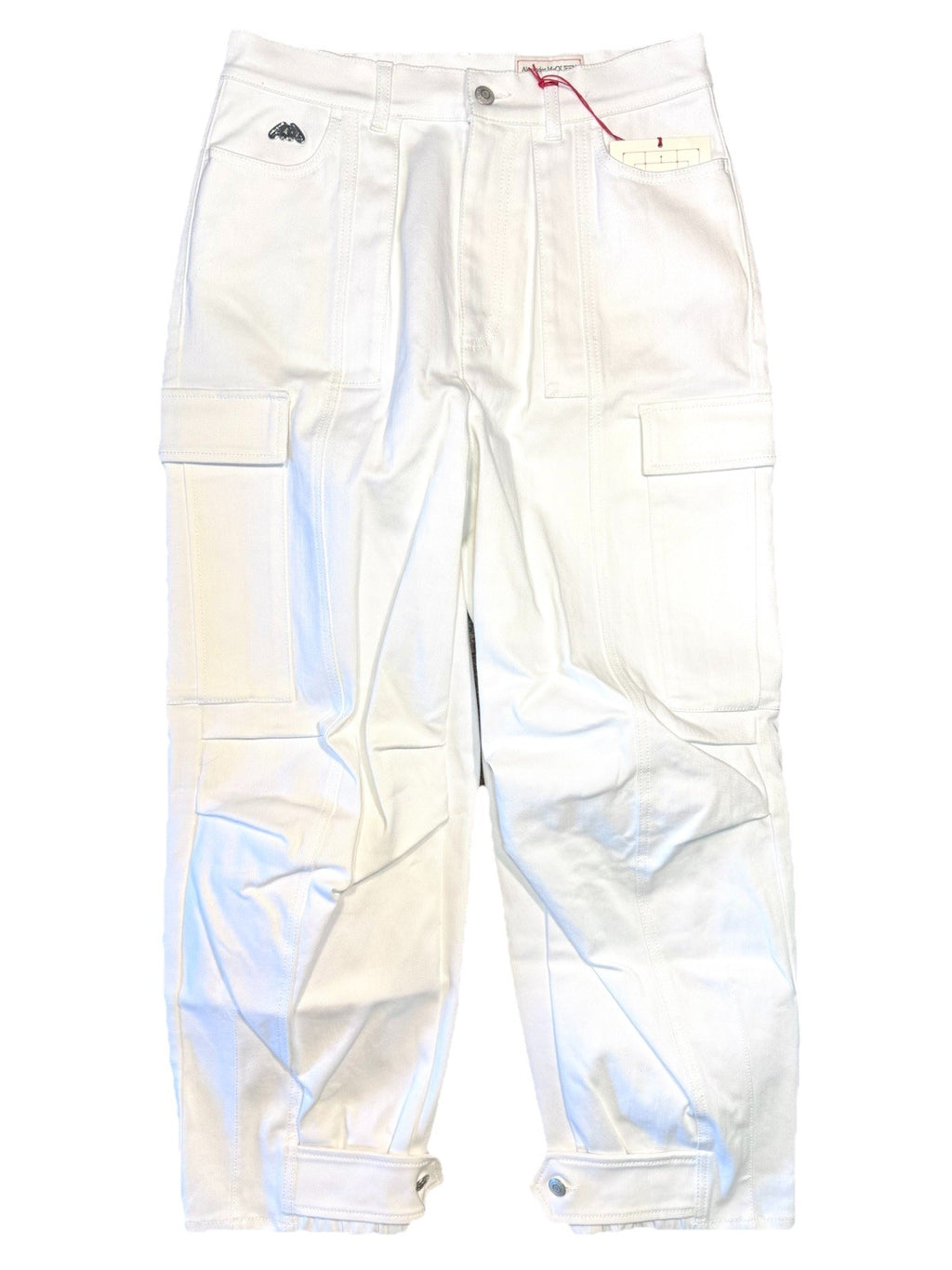 ALEXANDER MCQUEEN Womens Wide Leg Cargo Denim Jeans White 28 (MSRP $1,490)