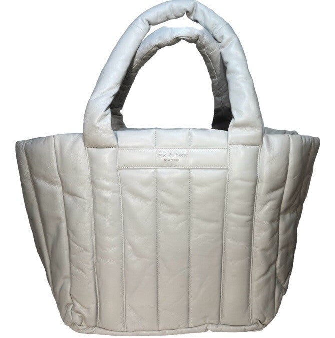 RAG & BONE Cloud Puff Leather Oversize Tote Bag Cream Ivory White (MSRP $495)