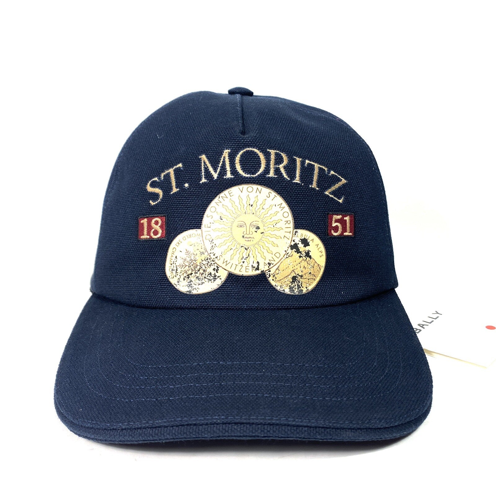 BALLY St Moritz Switzerland Medallion Cap Hat Midnight Blue (MSRP $300)