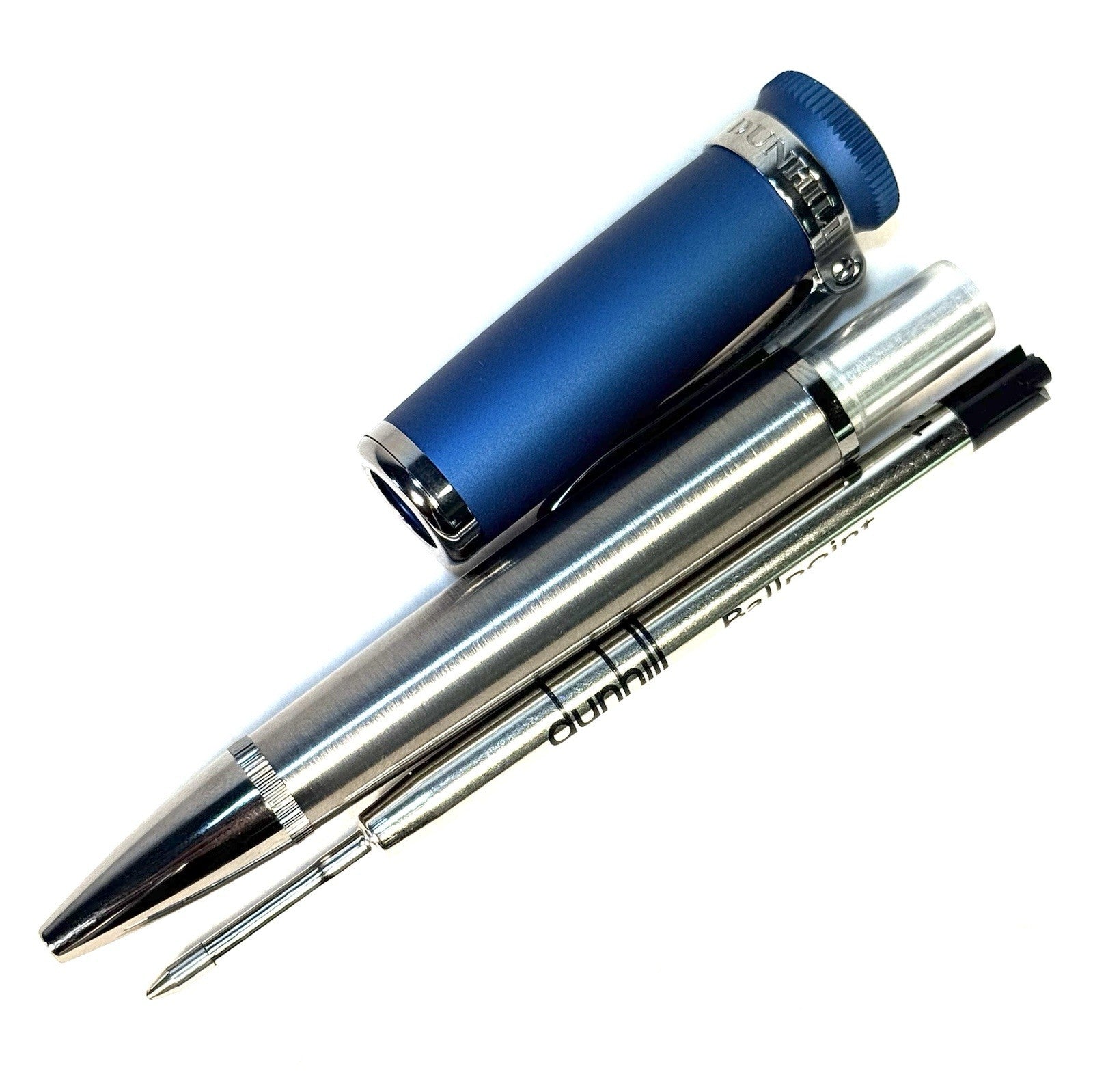 DUNHILL Sentryman BP Sport Stainless Steel Ballpoint Pen Satin Blue (MSRP $850)
