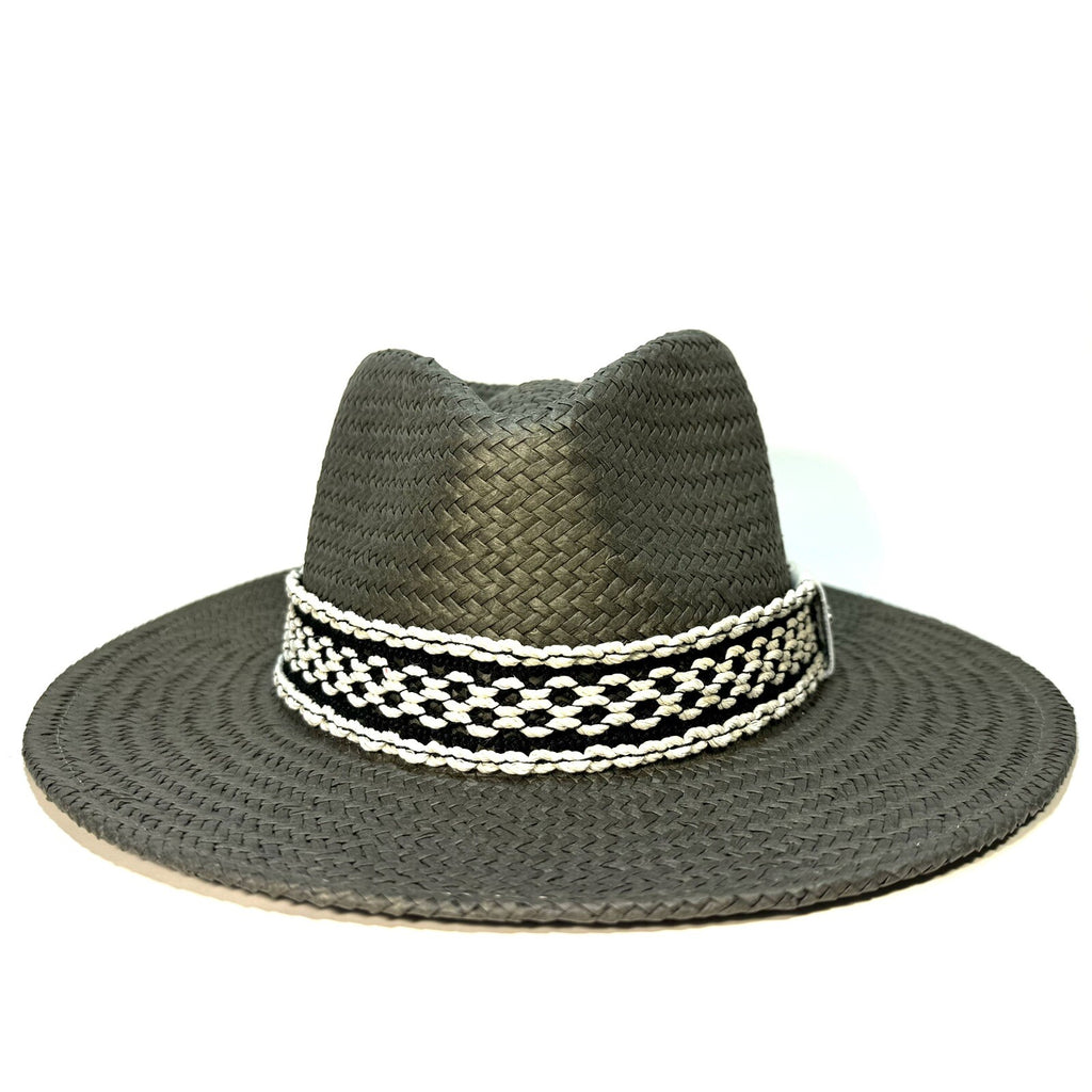 RAG & BONE Womens Packable Straw Net Band Fedora Hat Safari Grey (MSRP $225)