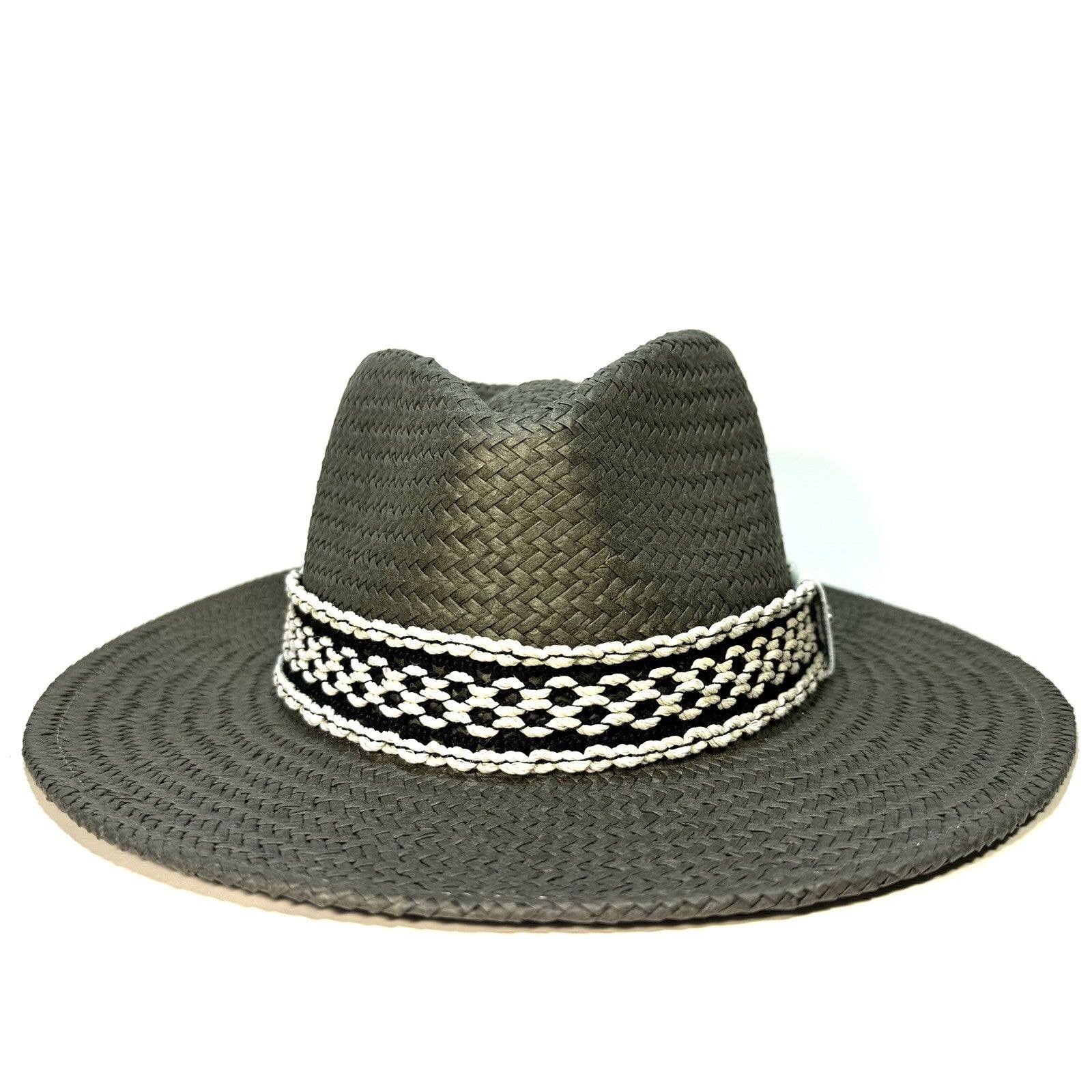 RAG & BONE Womens Packable Straw Net Band Fedora Hat Safari Grey (MSRP $225)