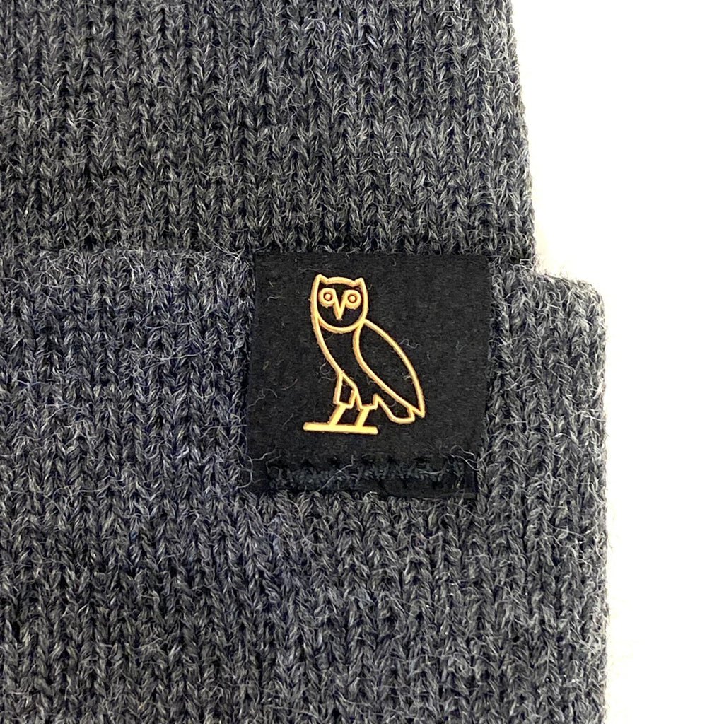OCTOBERS VERY OWN OVO Knit Acrylic Beanie Cap Hat Heather Dark Gray