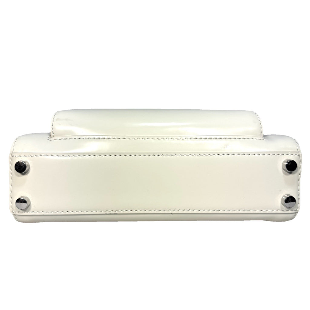 SELF-PORTRAIT Womens Curved Leather Mini Shoulder Bag Cream White (MSRP $555)