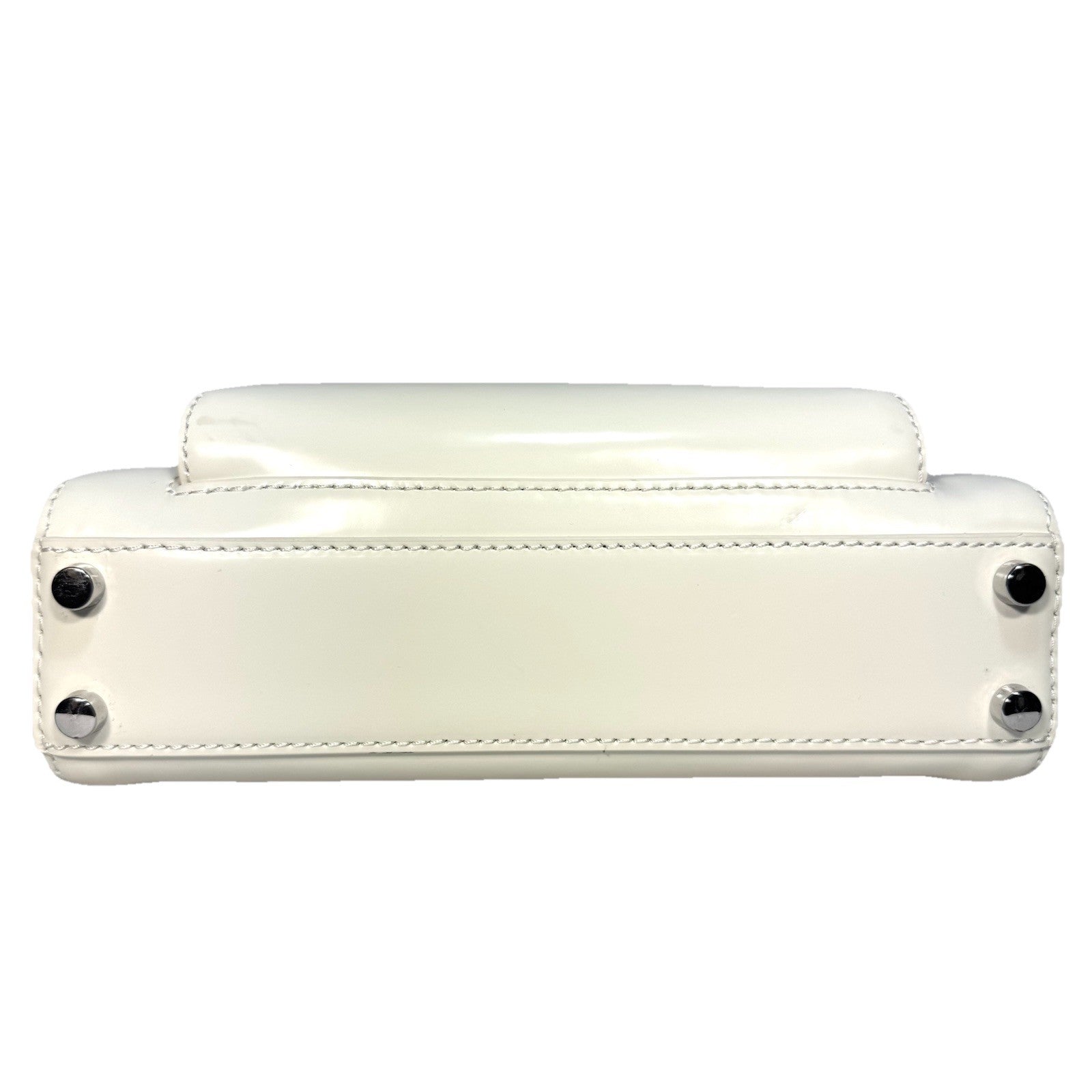 SELF-PORTRAIT Womens Curved Leather Mini Shoulder Bag Cream White (MSRP $555)