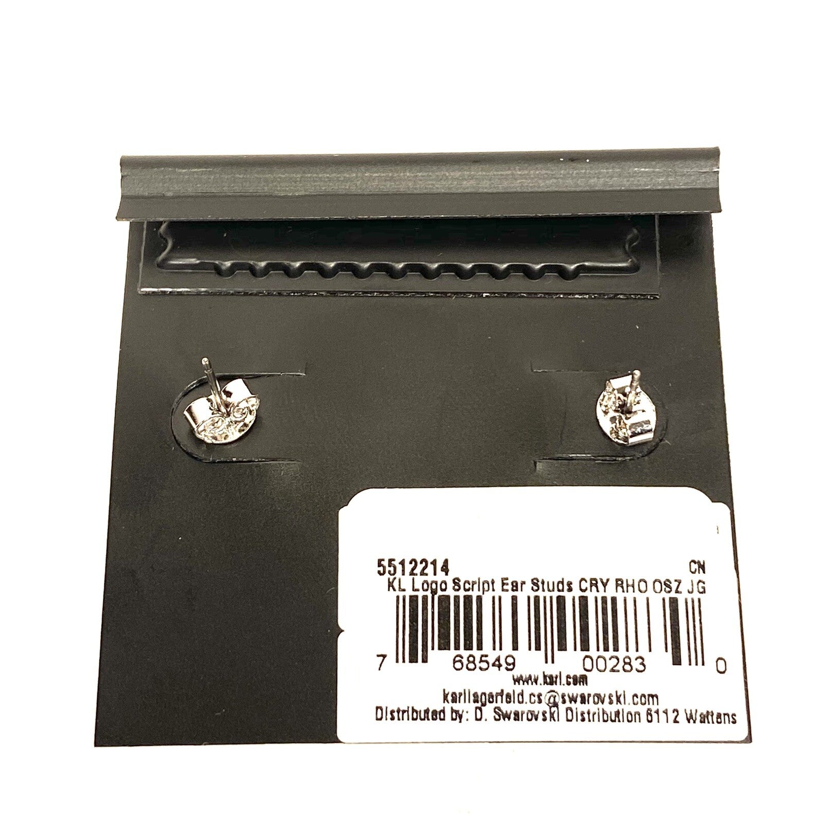 KARL LAGERFELD Swarovski KL Logo Script Post Earrings Silver (MSRP $59)