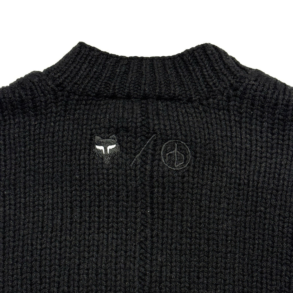 RAG & BONE x FOX Mens Logo Crewneck Wool Knit Sweater Black (MSRP $695)