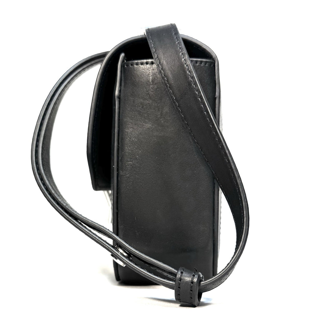 RAG & BONE Womens Max Flap Leather Antique Canvas Crossbody Bag Black -MSRP $428