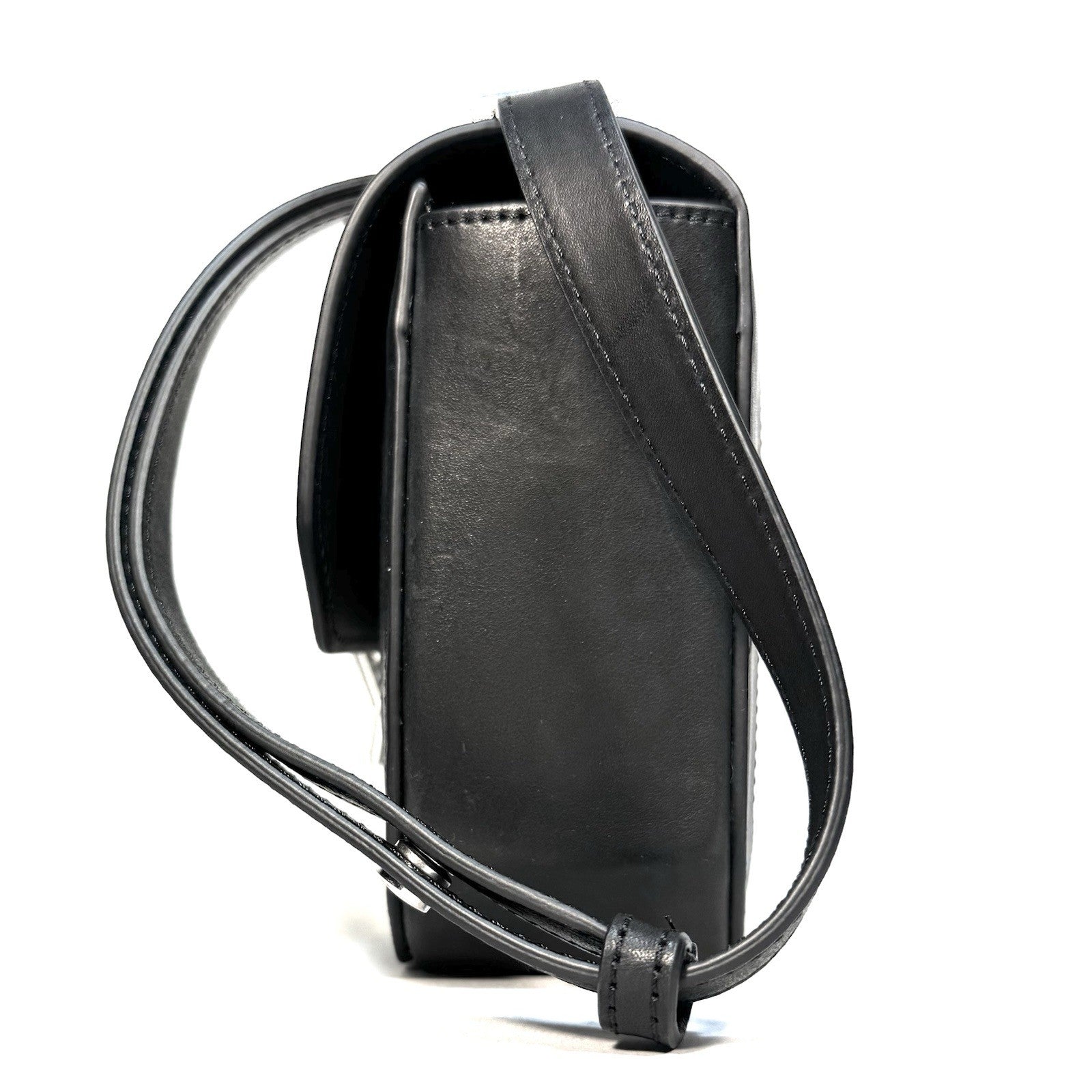 RAG & BONE Womens Max Flap Leather Antique Canvas Crossbody Bag Black -MSRP $428